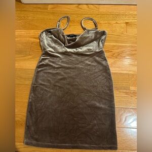 Cowl neck velvet mini dress